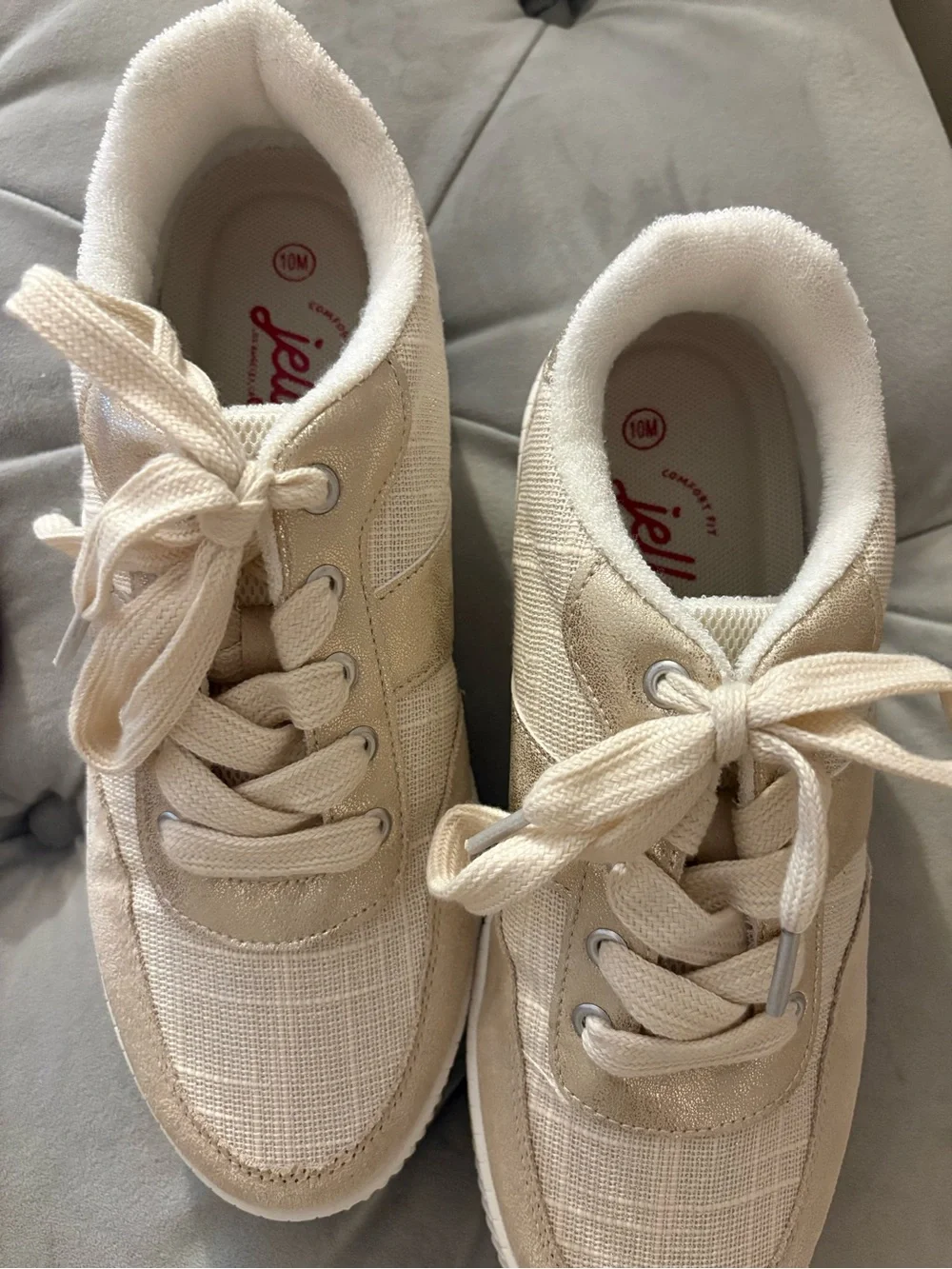 Jellypop Metallic Gold Low-Top Sneakers with White Collar